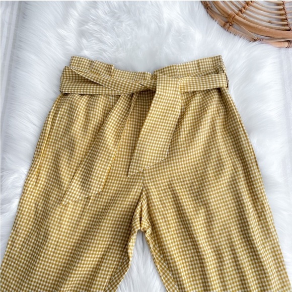Tularosa Tomasa Trouser in Marigold Yellow White Waist Belt Gingham Paperbag L - Picture 7 of 16